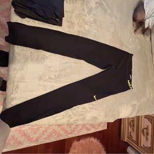 Nike Black Joggers with Yellow fluorescent  Accents